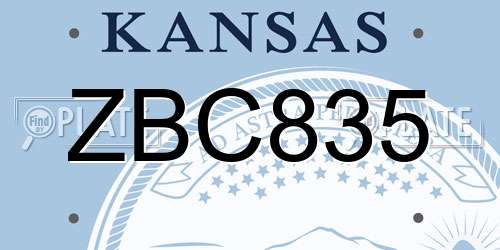 ZBC835 Kansas License Plate