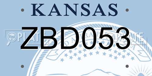 ZBD053 Kansas License Plate
