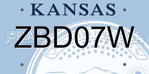 ZBD07W Kansas License Plate