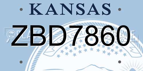 ZBD7860 Kansas License Plate