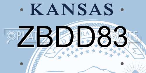 ZBDD83 Kansas License Plate