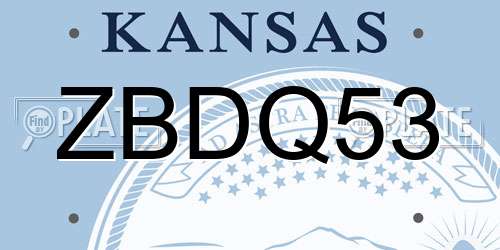 ZBDQ53 Kansas License Plate