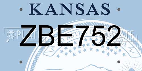 ZBE752 Kansas License Plate