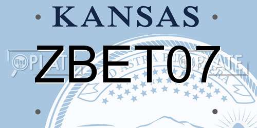 ZBET07 Kansas License Plate