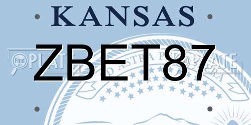 ZBET87 Kansas License Plate