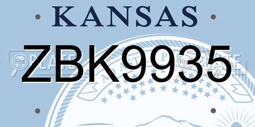 ZBK9935 Kansas License Plate