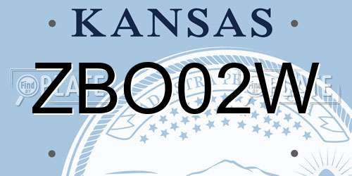 ZBO02W Kansas License Plate