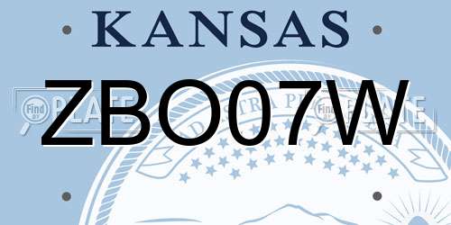 ZBO07W Kansas License Plate
