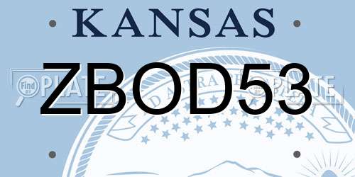 ZBOD53 Kansas License Plate