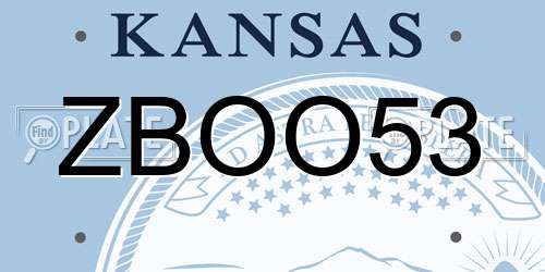 ZBOO53 Kansas License Plate