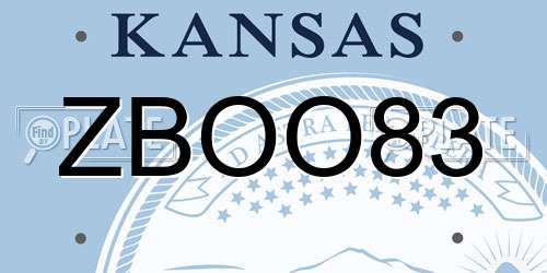 ZBOO83 Kansas License Plate