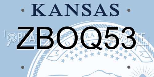 ZBOQ53 Kansas License Plate