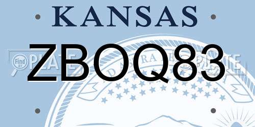ZBOQ83 Kansas License Plate