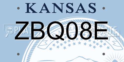 ZBQ08E Kansas License Plate