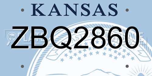 ZBQ2860 Kansas License Plate