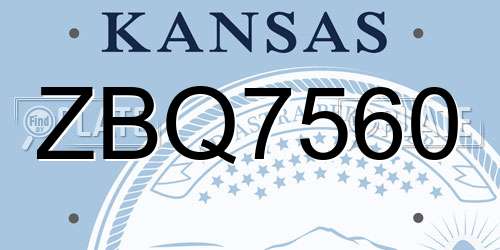 ZBQ7560 Kansas License Plate