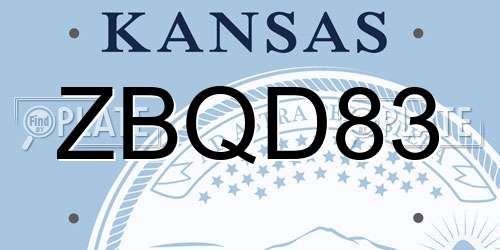 ZBQD83 Kansas License Plate