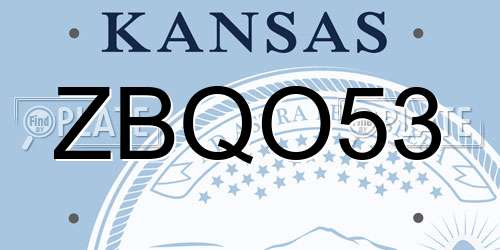 ZBQO53 Kansas License Plate