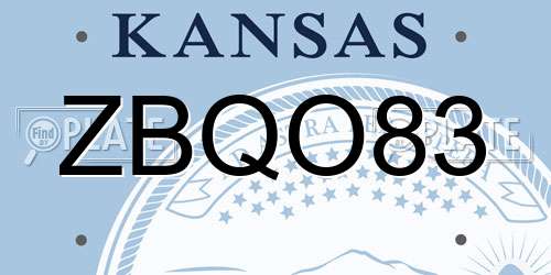 ZBQO83 Kansas License Plate