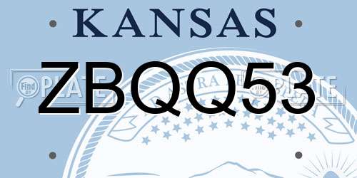 ZBQQ53 Kansas License Plate