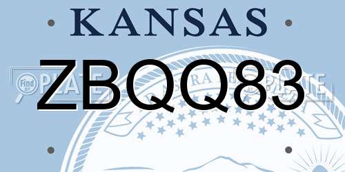 ZBQQ83 Kansas License Plate