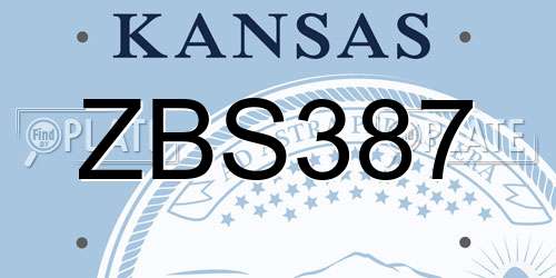 ZBS387 Kansas License Plate