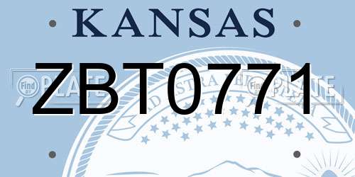 ZBT0771 Kansas License Plate