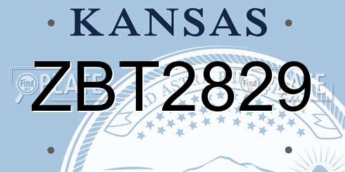 ZBT2829 Kansas License Plate