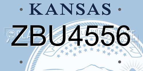 ZBU4556 Kansas License Plate
