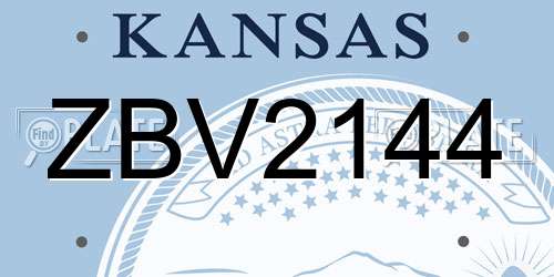 ZBV2144 Kansas License Plate