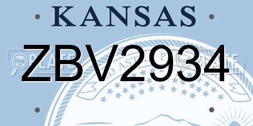 ZBV2934 Kansas License Plate