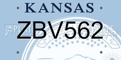 ZBV562 Kansas License Plate
