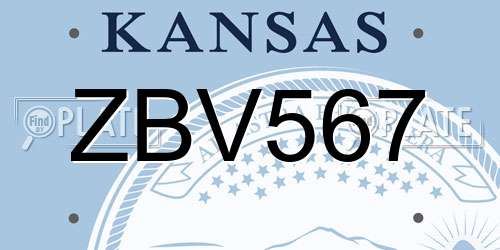 ZBV567 Kansas License Plate