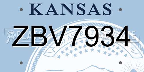 ZBV7934 Kansas License Plate