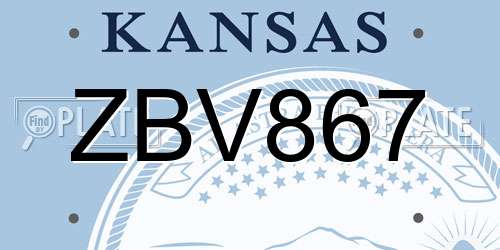 ZBV867 Kansas License Plate