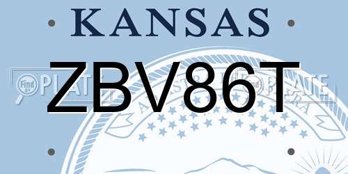 ZBV86T Kansas License Plate