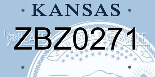 ZBZ0271 Kansas License Plate