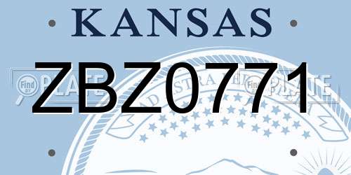 ZBZ0771 Kansas License Plate