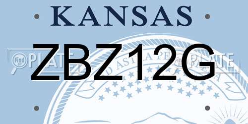 ZBZ12G Kansas License Plate