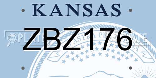 ZBZ176 Kansas License Plate
