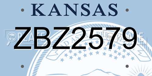 ZBZ2579 Kansas License Plate