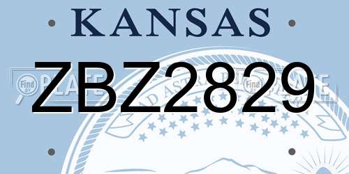 ZBZ2829 Kansas License Plate