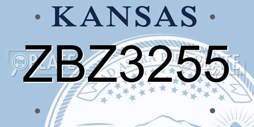 ZBZ3255 Kansas License Plate
