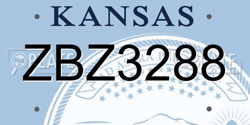ZBZ3288 Kansas License Plate