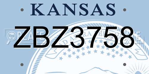 ZBZ3758 Kansas License Plate