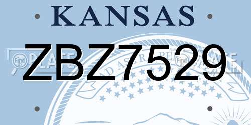 ZBZ7529 Kansas License Plate