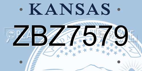 ZBZ7579 Kansas License Plate