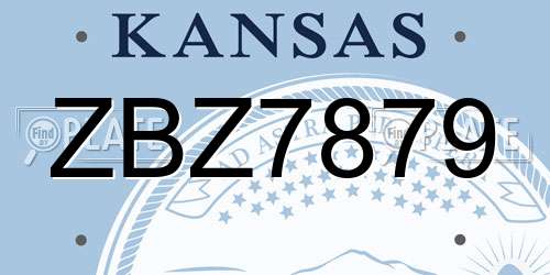 ZBZ7879 Kansas License Plate