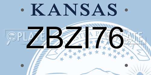 ZBZI76 Kansas License Plate