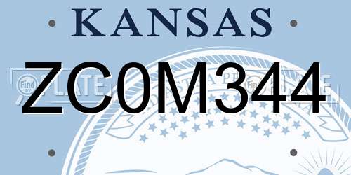 ZC0M344 Kansas License Plate